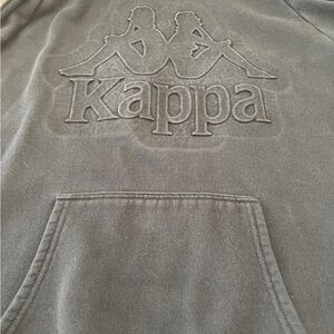 Kappa Charcoal Sweatshirt unisex size S logo tape sleeves